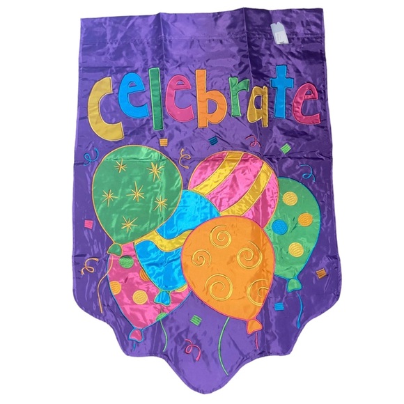 Carson 56261 Celebrate Balloons double sided appliqué house size flag - Picture 4 of 5